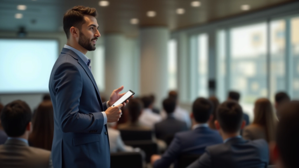 Person delivering a structured presentation with clear opening, body, and closing sections in workshop setting